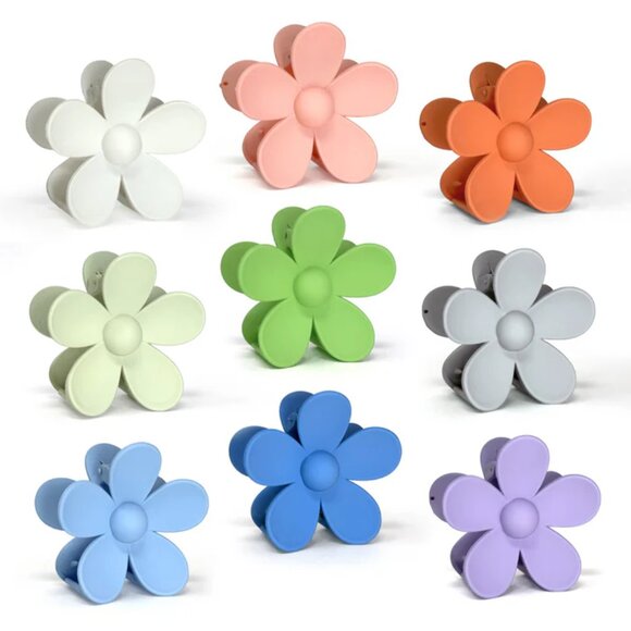 NWT Oversized Flower Power Green Hair Claw Clip - Picture 6 of 7